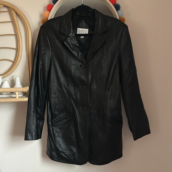 Vintage Valerie Stevens New Zealand Lambskin Leather Blazer Jacket Coat - Picture 2 of 9